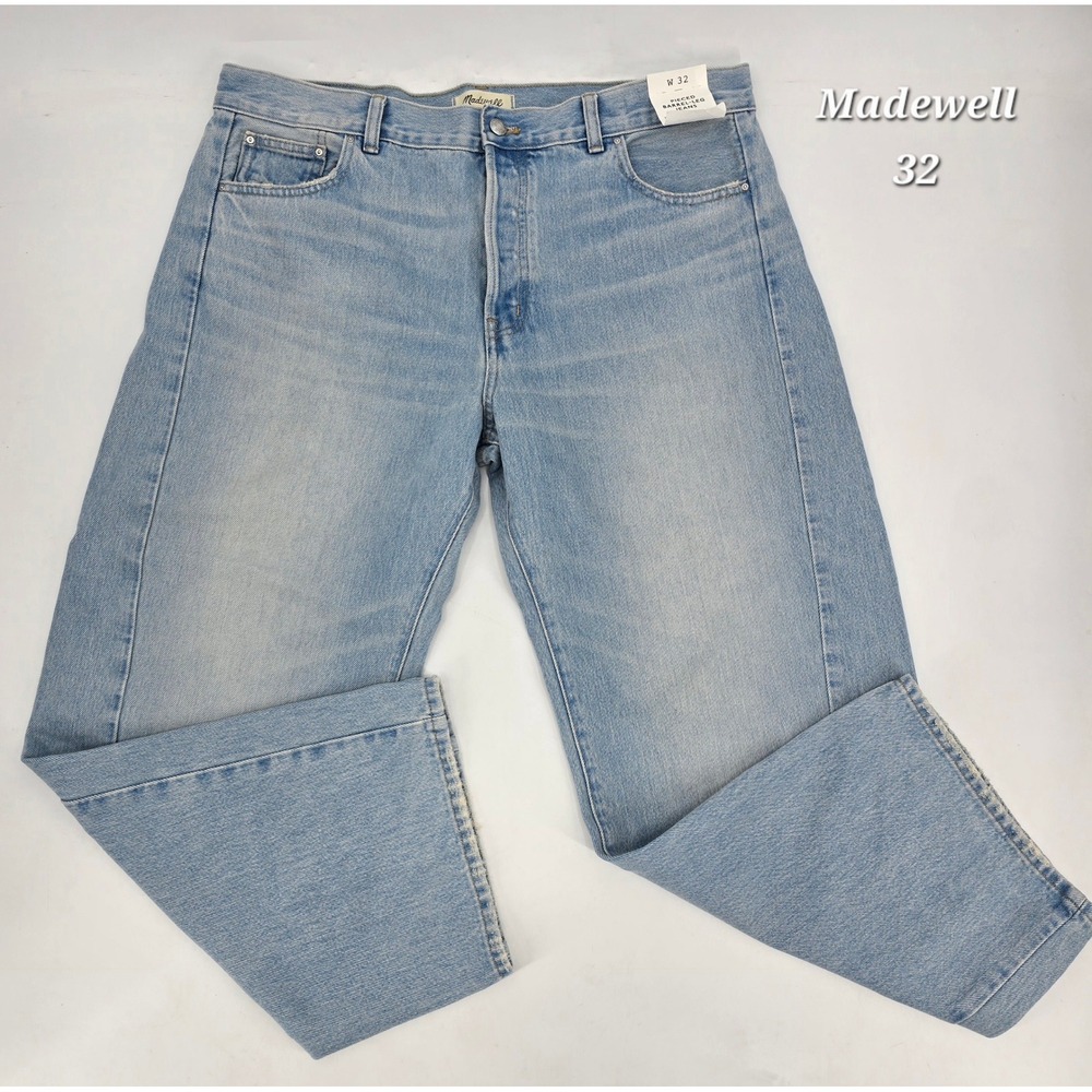 Madewell Pieced Barrel-Leg Jeans Foster Wash Light Wash High Rise Size 32